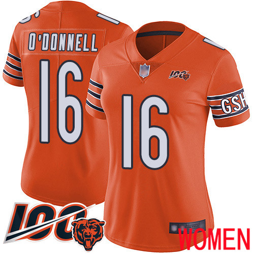 Chicago Bears Limited Orange Women Pat O Donnell Alternate Jersey NFL Football #16 100th Season->youth nfl jersey->Youth Jersey